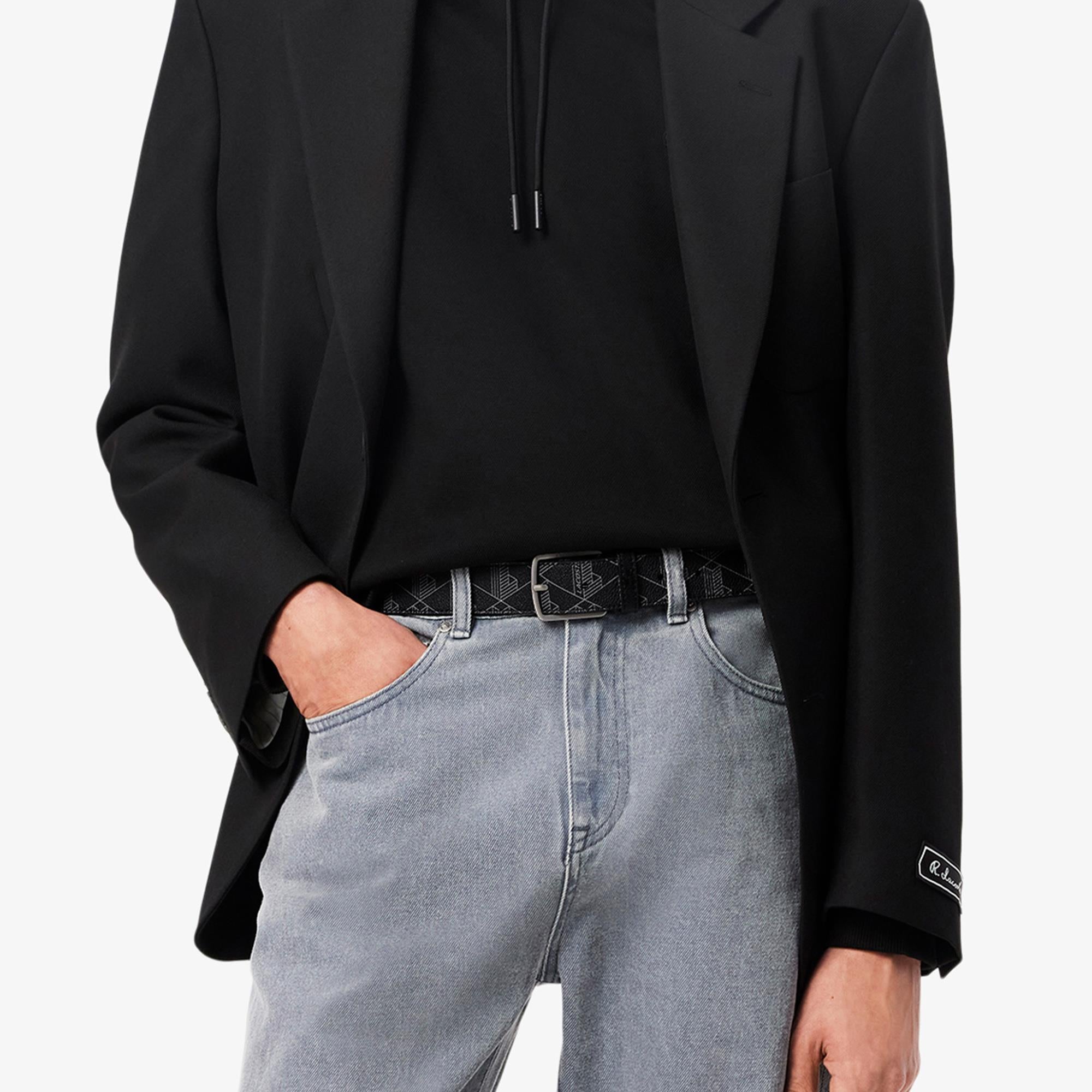 Lacoste Monogram Mens Belt Black/Grey
